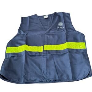 FEMA Reflective Safety Vest Hi Vis Adjustable Fit Emergency Response Blue